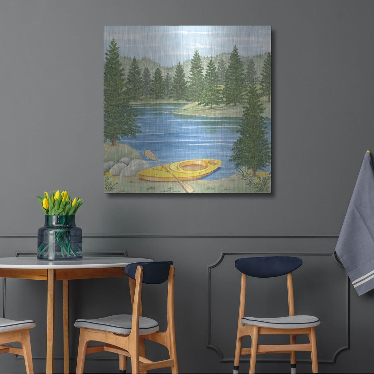 'Kayak At The Lake' by Deb Strain – Metal Wall Art, 36x36 room view