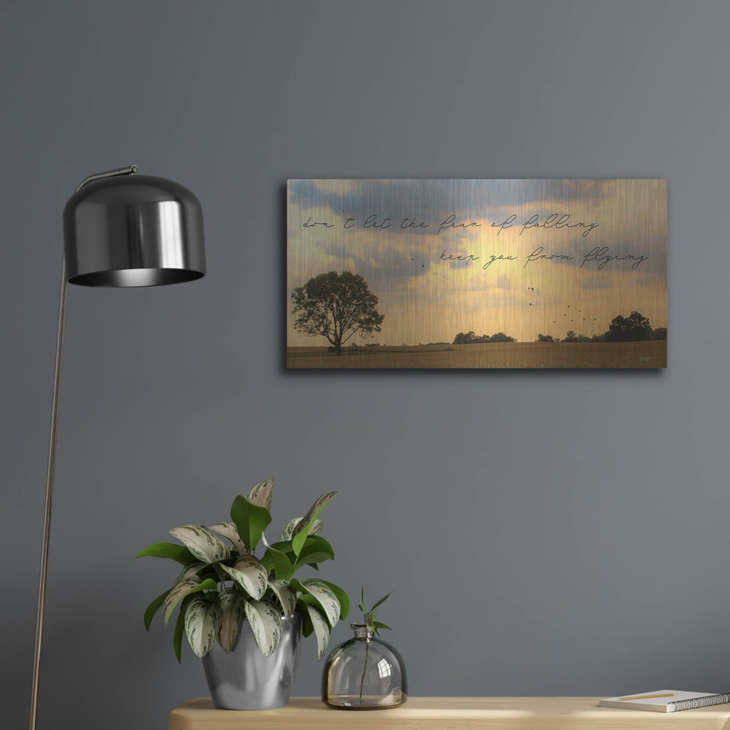 'Fear Of Falling' by Donnie Quillen – Metal Wall Art, 24x12 room view