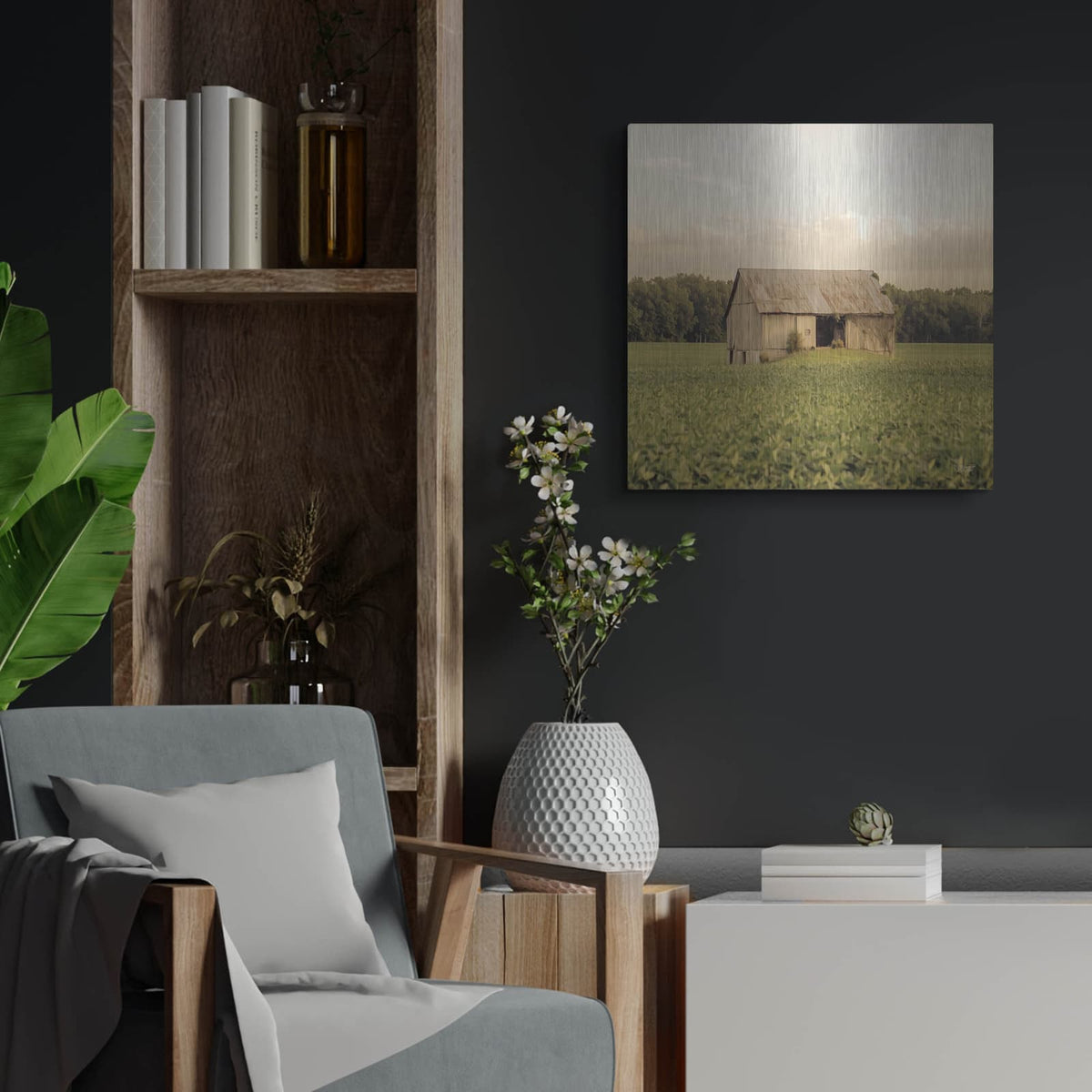 'Rural Barn' by Donnie Quillen – Metal Wall Art, 24x24 room view