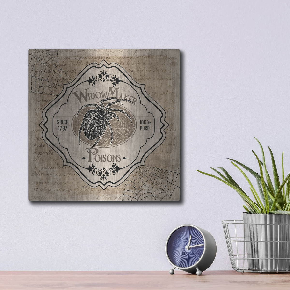 'Widow Maker Poisons' by Lauren Rader – Metal Wall Art, 12x12 room view