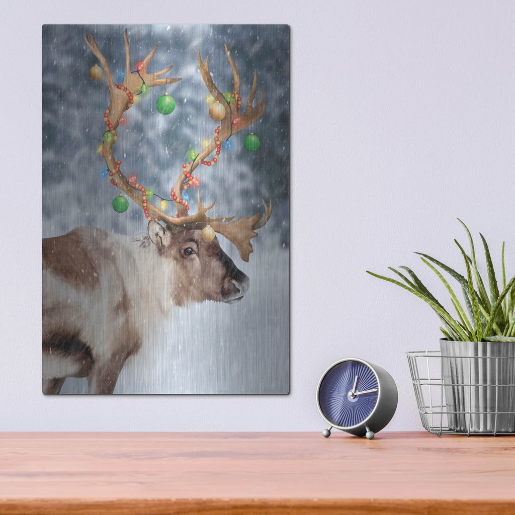 'Christmas Lights Reindeer' by Lauren Rader – Metal Wall Art, 12x16 room view