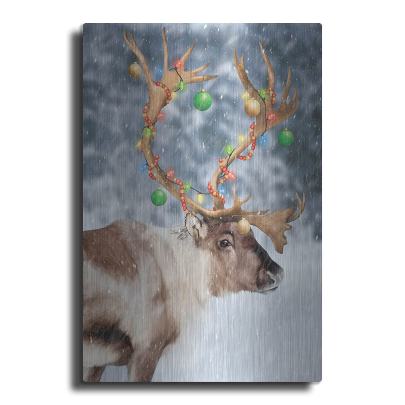 'Christmas Lights Reindeer' by Lauren Rader – Metal Wall Art