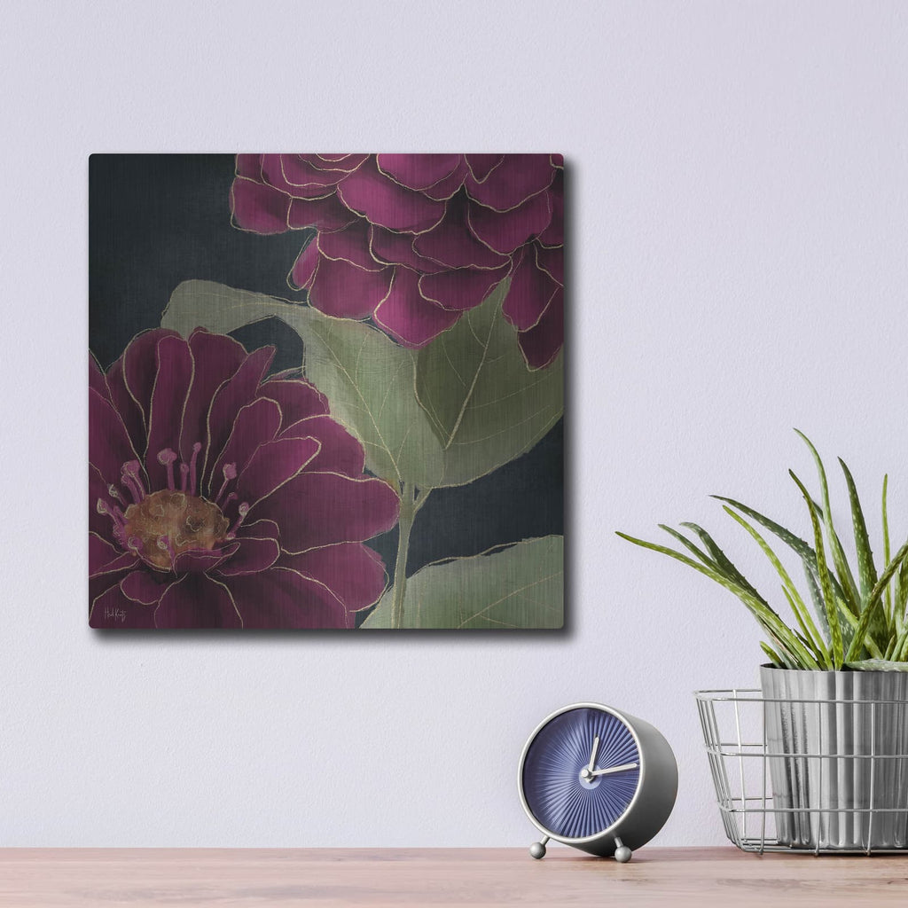 'Burgundy Floral 2' by Heidi Kuntz – Metal Wall Art, 12x12 room view