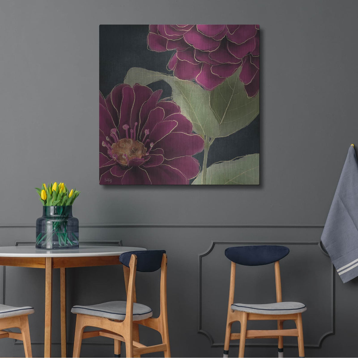 'Burgundy Floral 2' by Heidi Kuntz – Metal Wall Art, 36x36 room view