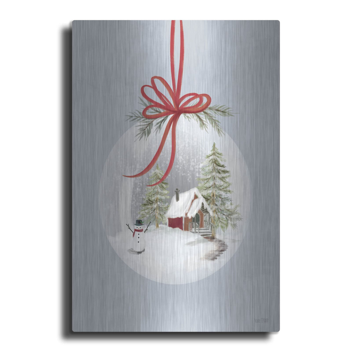 'Country Christmas Snow Globe Ornament' by House Fenway – Metal Wall Art