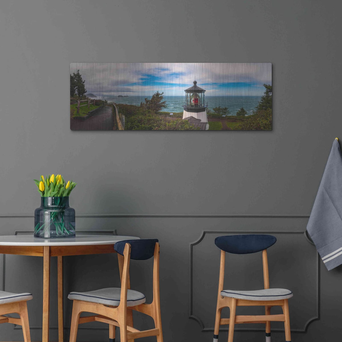 'Cape Meares Bright' by Darren White – Metal Wall Art, 48x16 room view