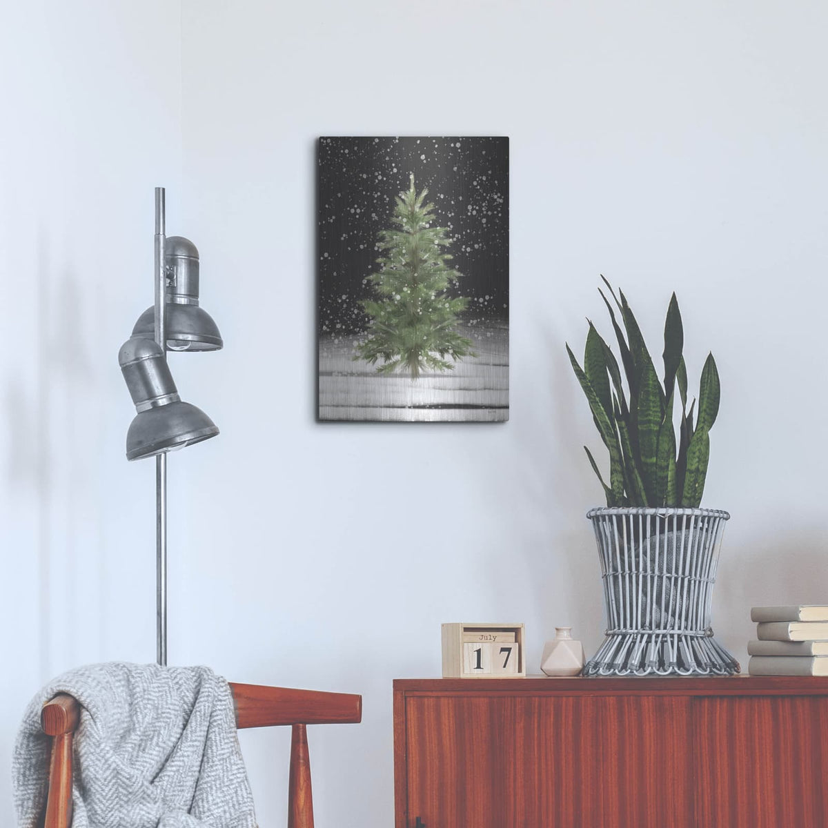 'Christmas Snow' by House Fenway – Metal Wall Art, 16x24 room view