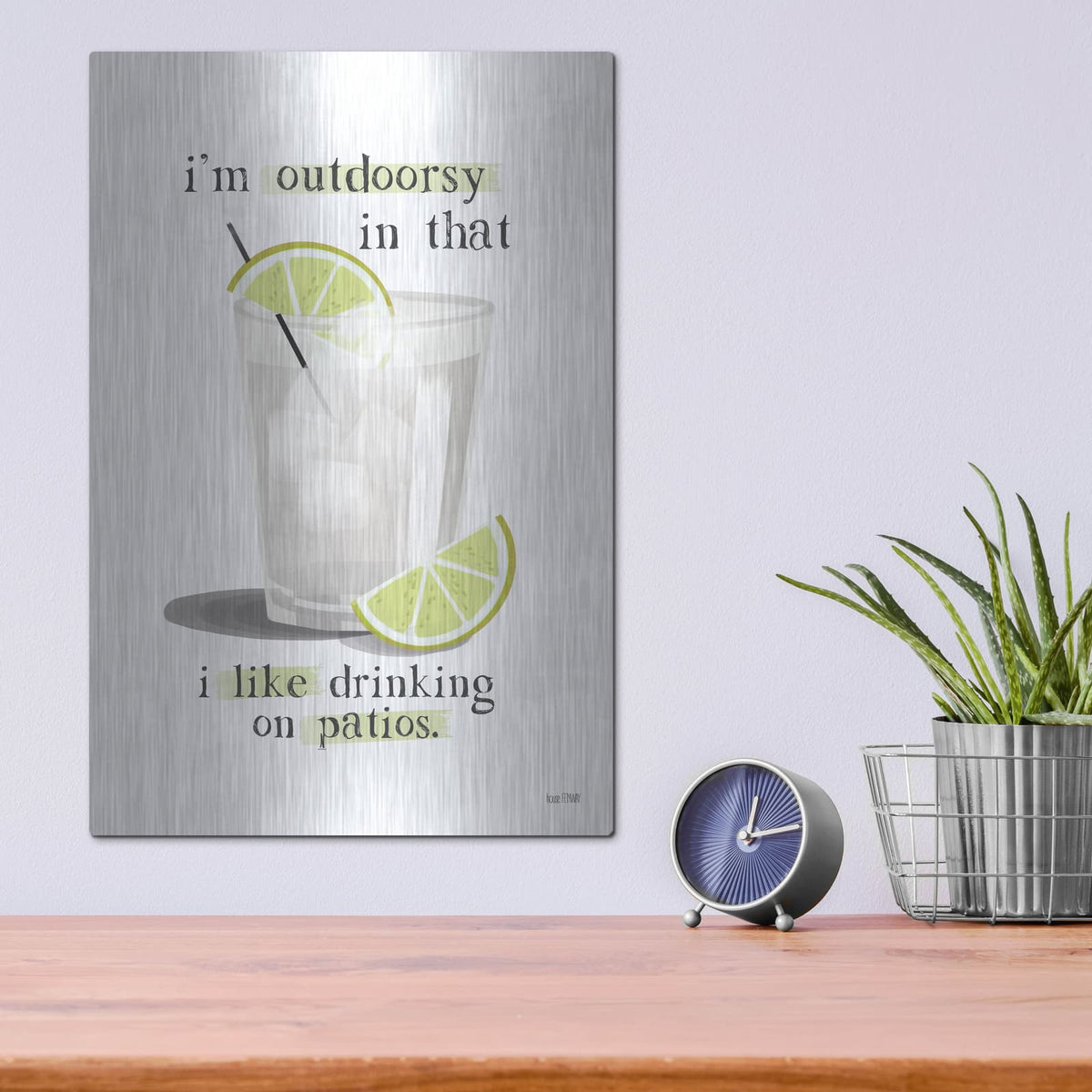 'Outdoorsy Drink' by House Fenway – Metal Wall Art, 12x16 room view