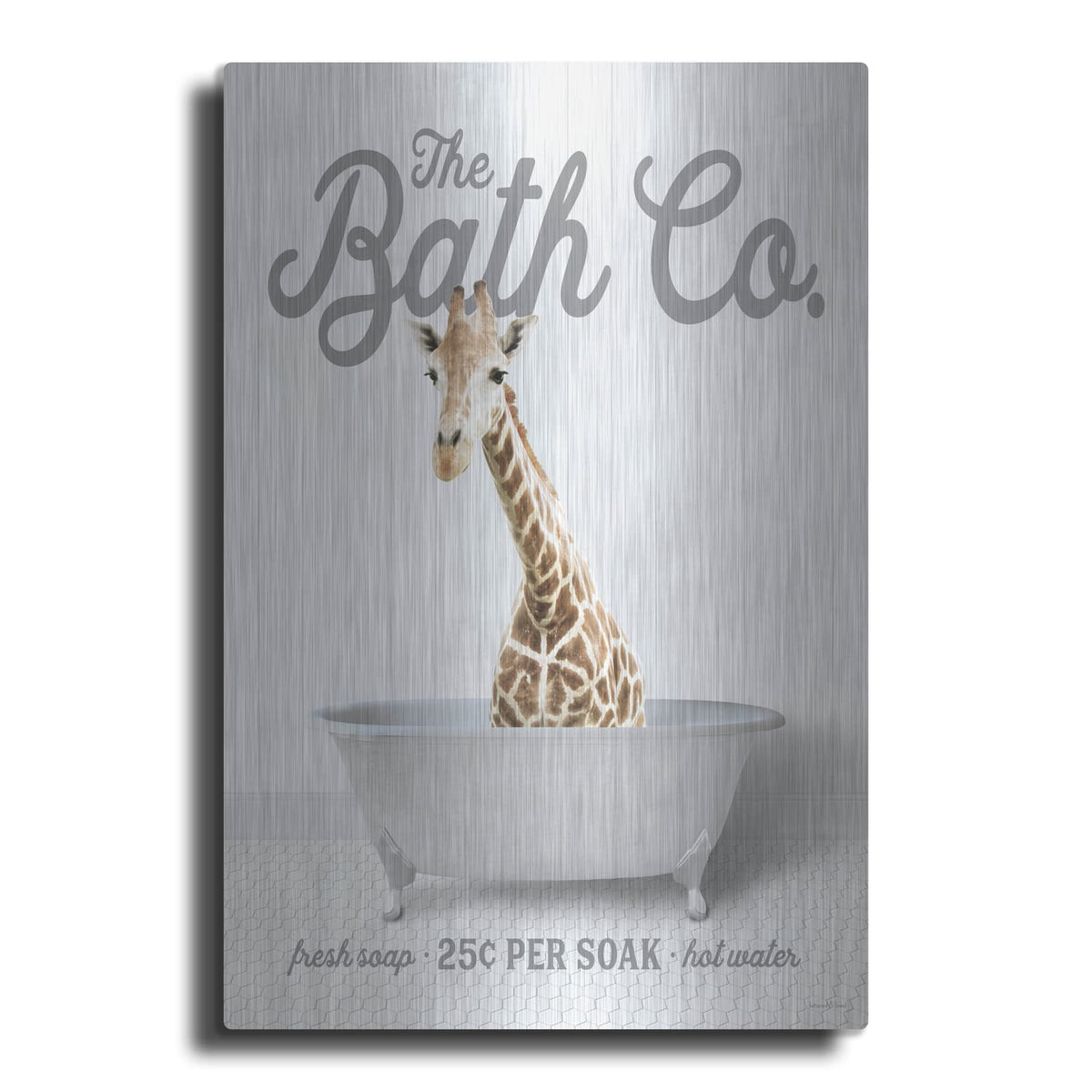 'Giraffe 25 Cents Per Soak' by Lettered & Lined – Metal Wall Art