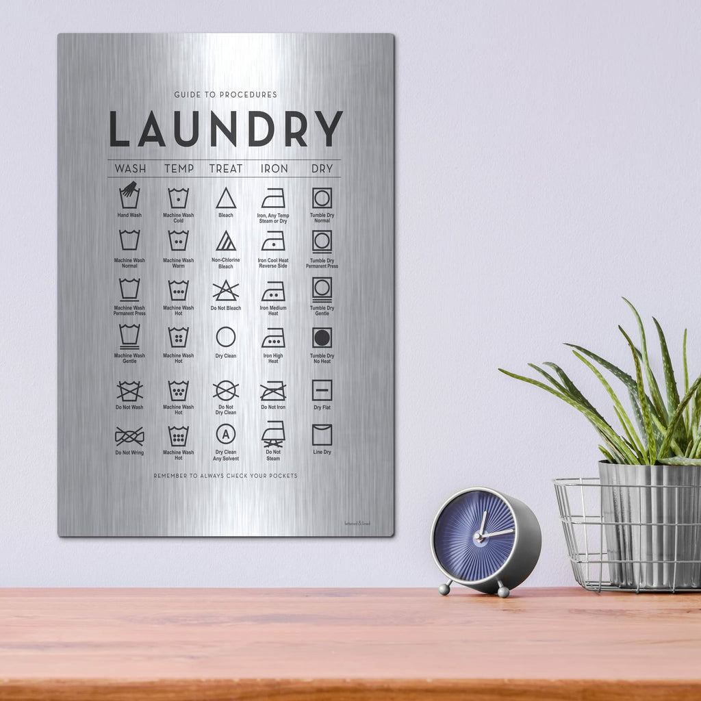 'Laundry Procedures' by Lettered & Lined – Metal Wall Art, 12x16 room view