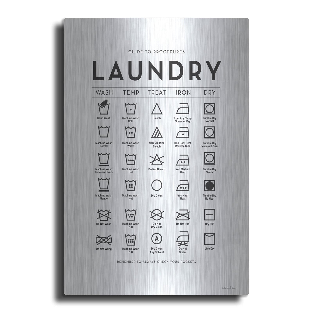 'Laundry Procedures' by Lettered & Lined – Metal Wall Art