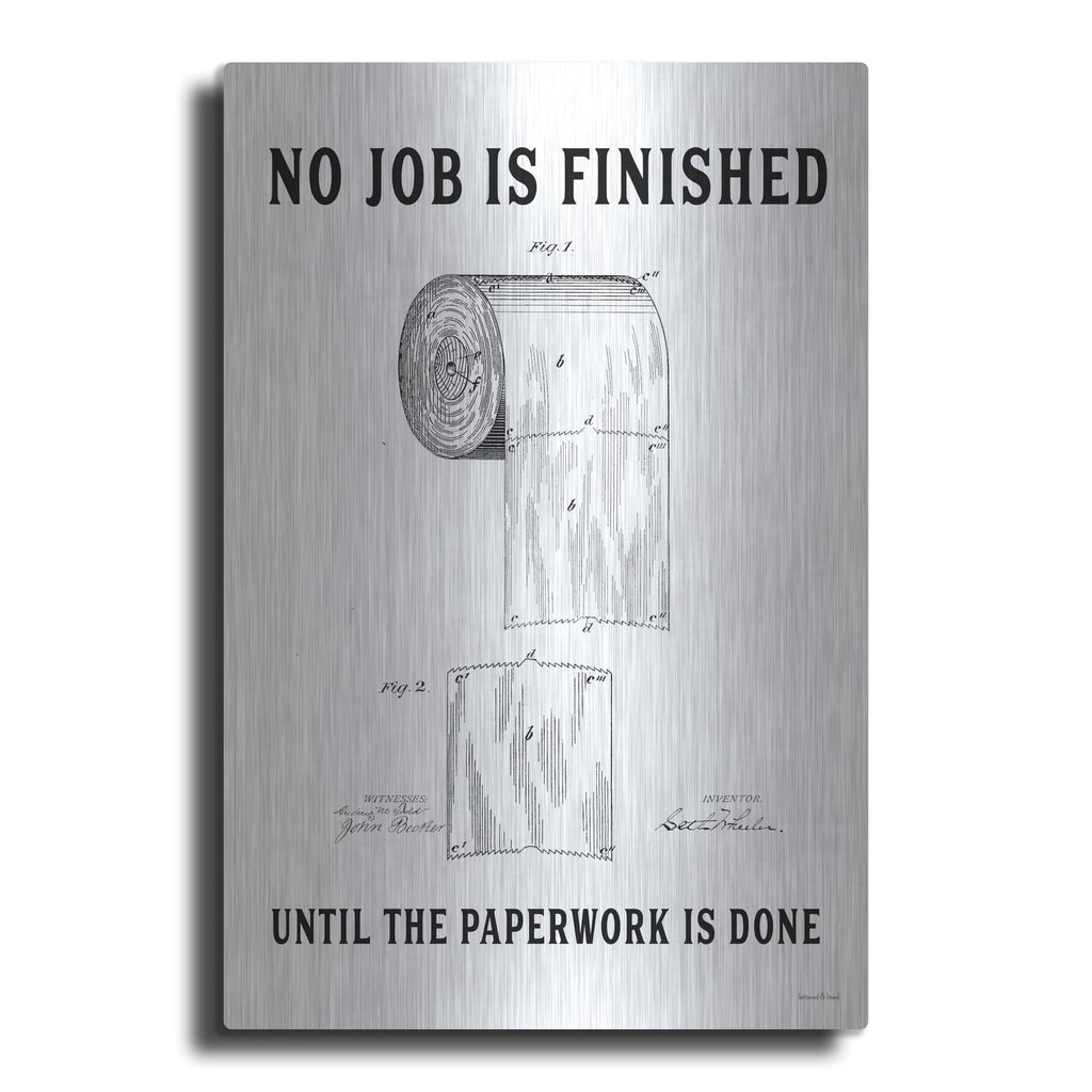 'Bathroom Paperwork' by Lettered & Lined – Metal Wall Art