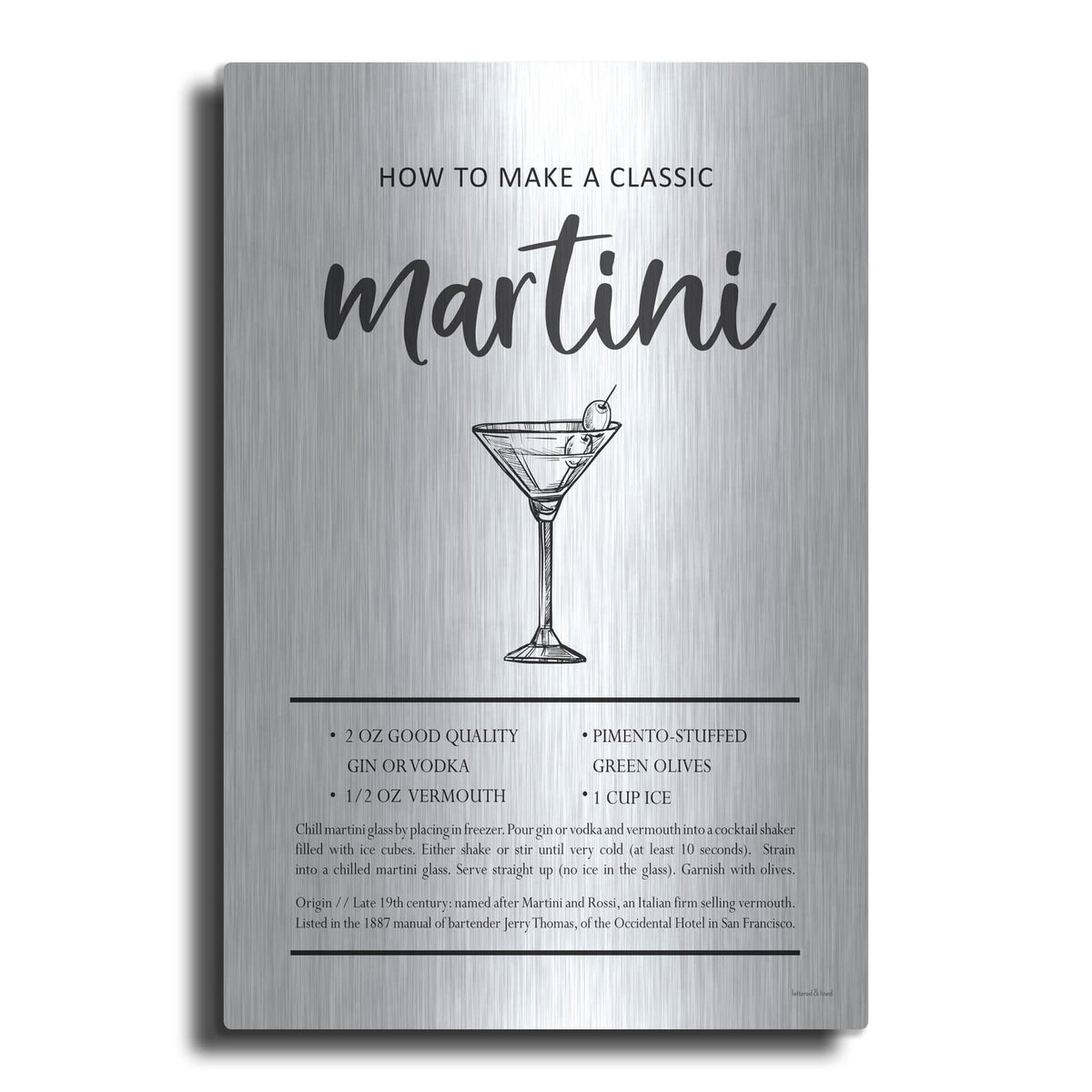 'Martini' by Lettered & Lined – Metal Wall Art