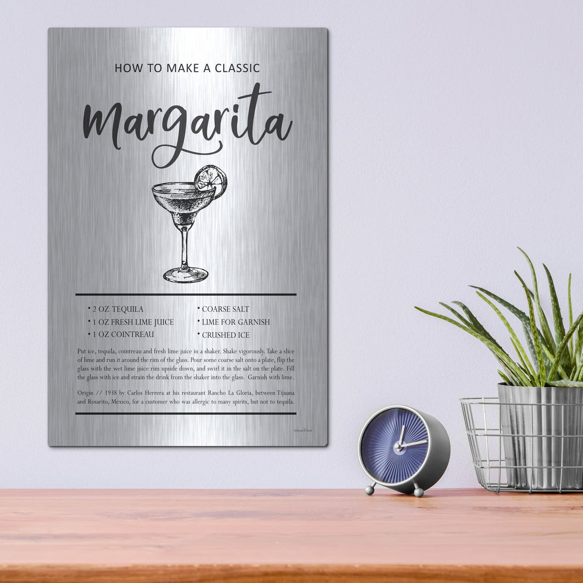 'Margarita' by Lettered & Lined – Metal Wall Art, 12x16 room view