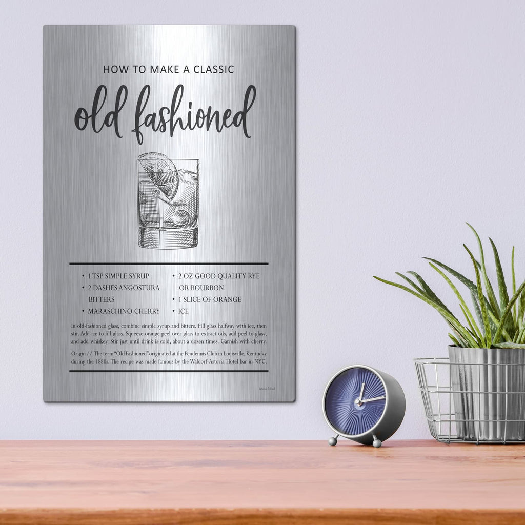 'Old Fashioned' by Lettered & Lined – Metal Wall Art, 12x16 room view