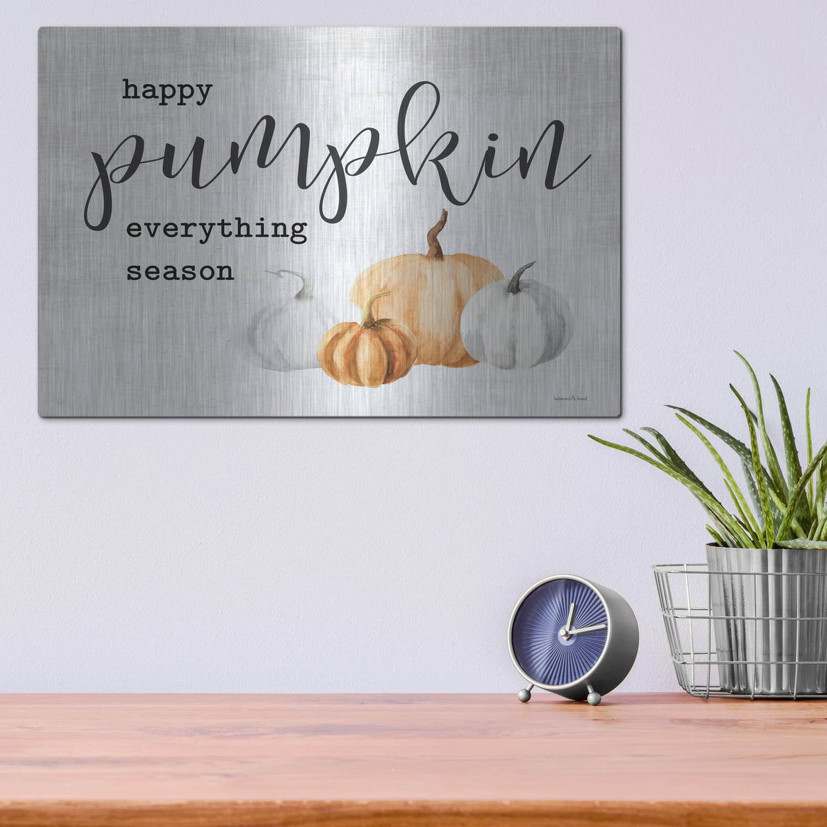 'Happy Pumpkin Everything Season' by Lettered & Lined – Metal Wall Art, 16x12 room view