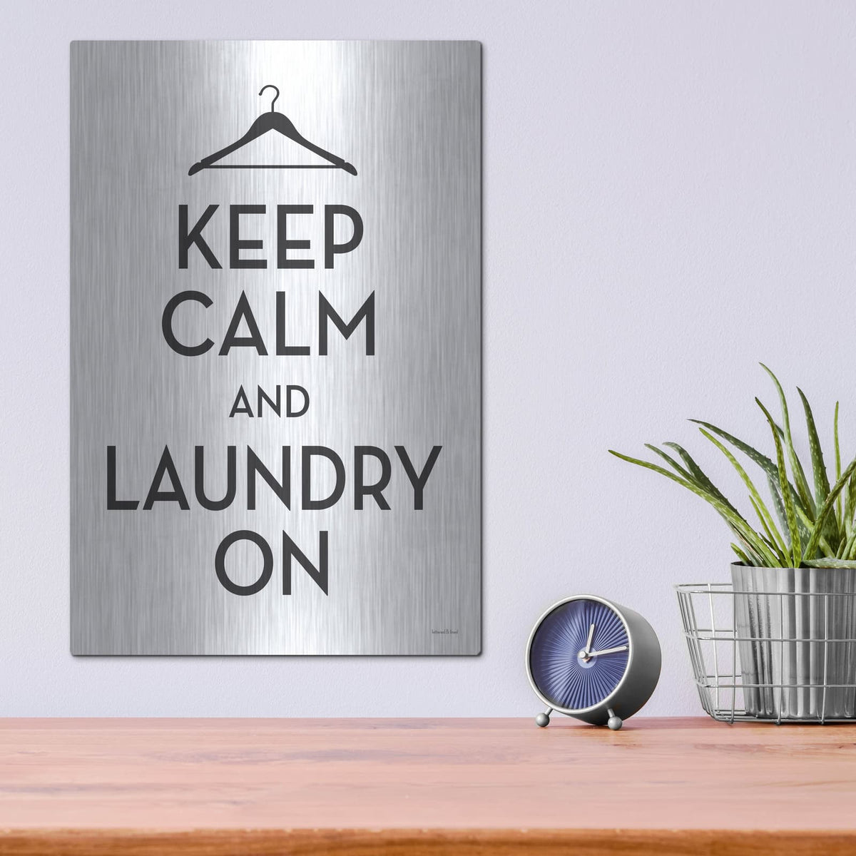 'Keep Calm And Laundry On' by Lettered & Lined – Metal Wall Art, 12x16 room view
