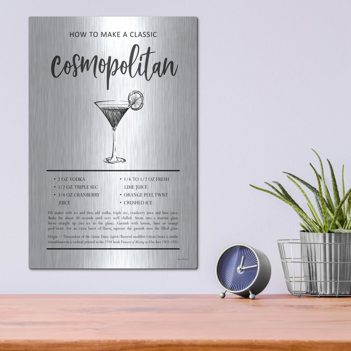 'Cosmopolitan' by Lettered & Lined – Metal Wall Art, 12x16 room view