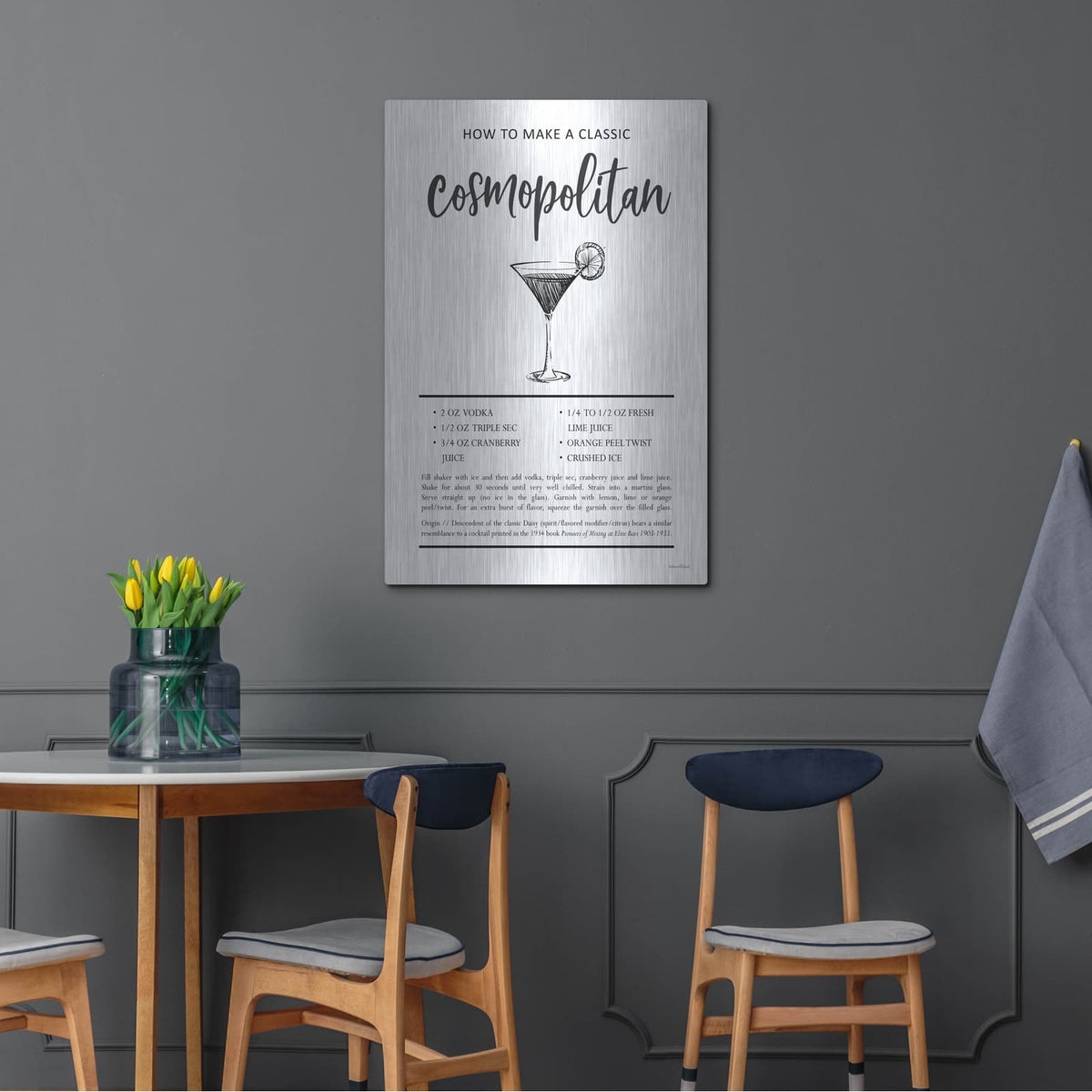 'Cosmopolitan' by Lettered & Lined – Metal Wall Art, 24x36 room view