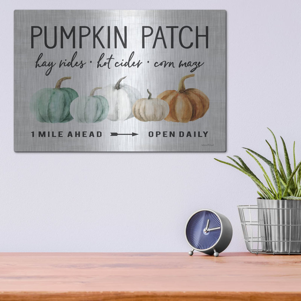 'Pumpkin Patch' by Lettered & Lined – Metal Wall Art, 16x12 room view