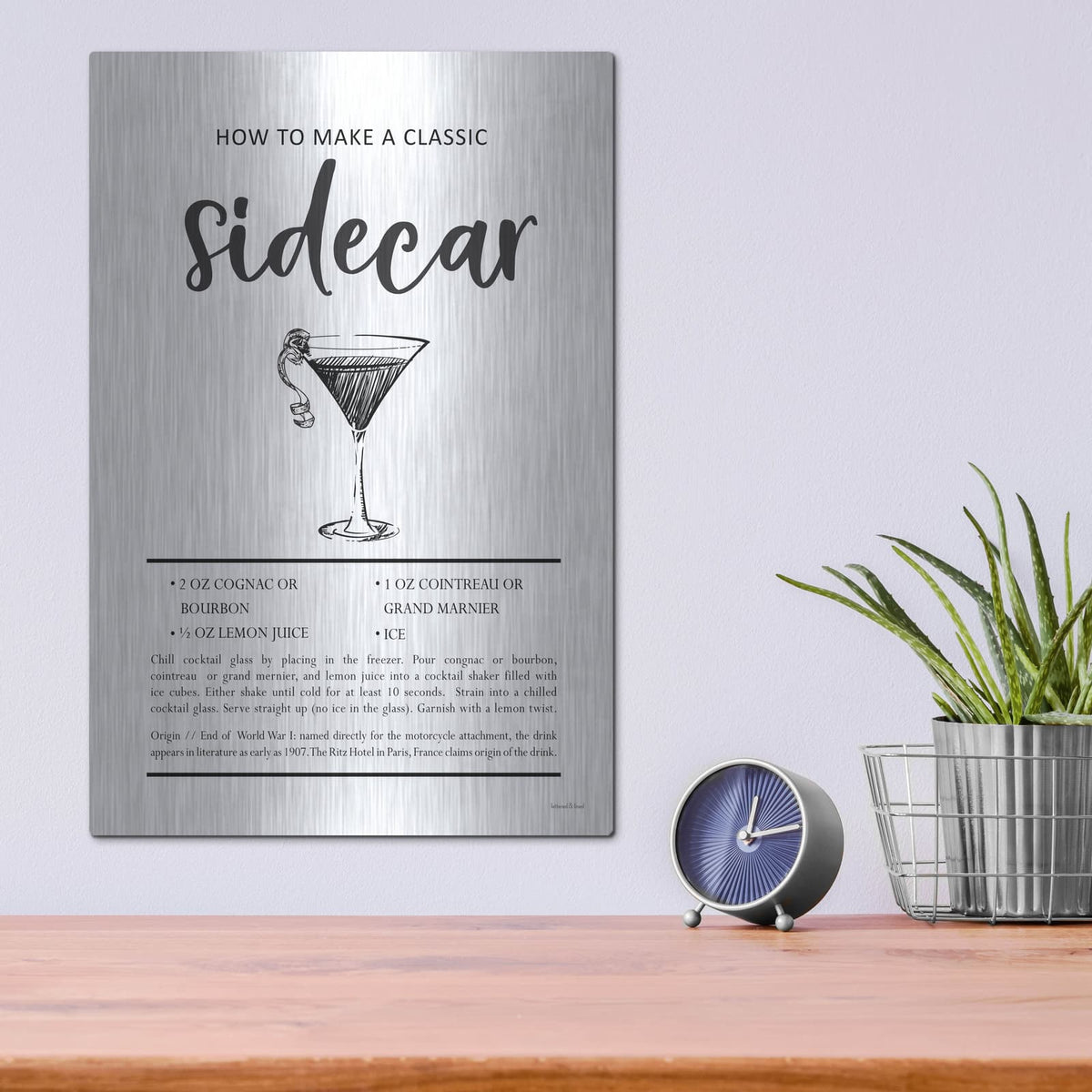 'Sidecar' by Lettered & Lined – Metal Wall Art, 12x16 room view