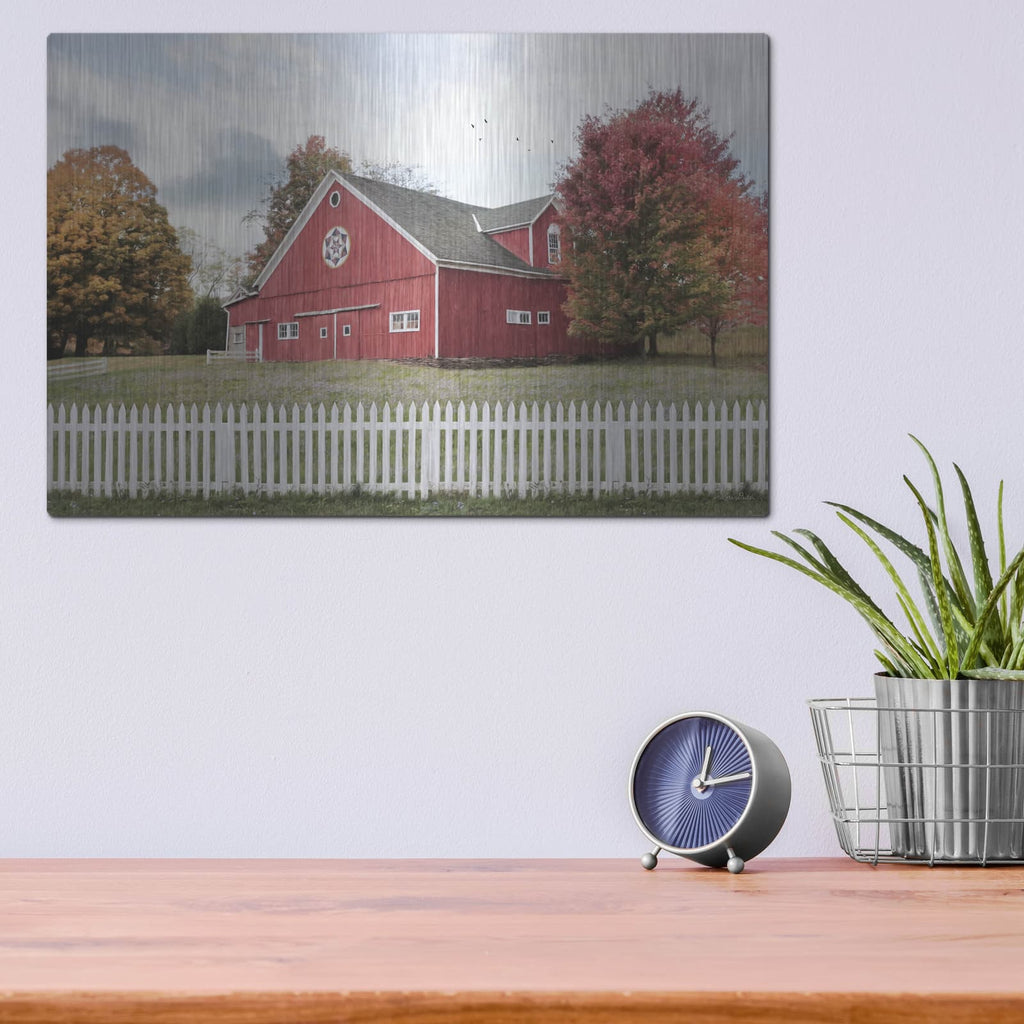 'Fall Barn' by Lori Deiter – Metal Wall Art, 16x12 room view