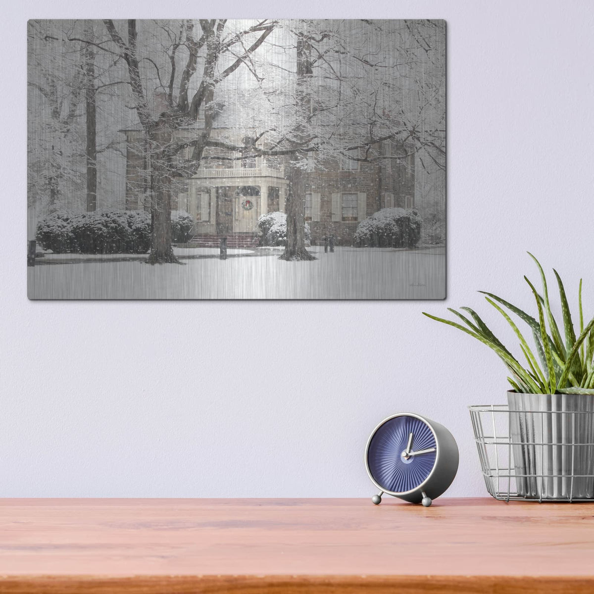 'Winter Home At Christmas' by Lori Deiter – Metal Wall Art, 16x12 room view
