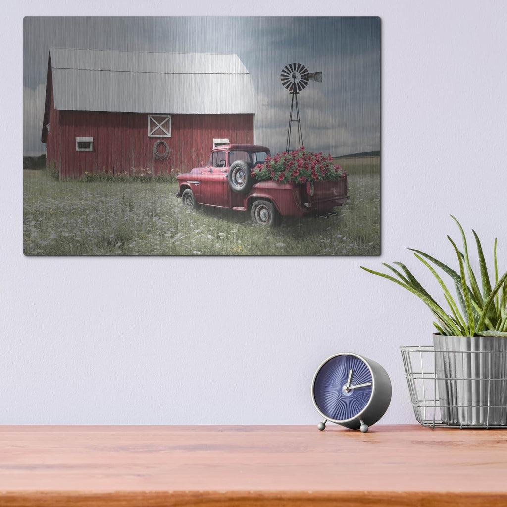 'Little Red Barn' by Lori Deiter – Metal Wall Art, 16x12 room view