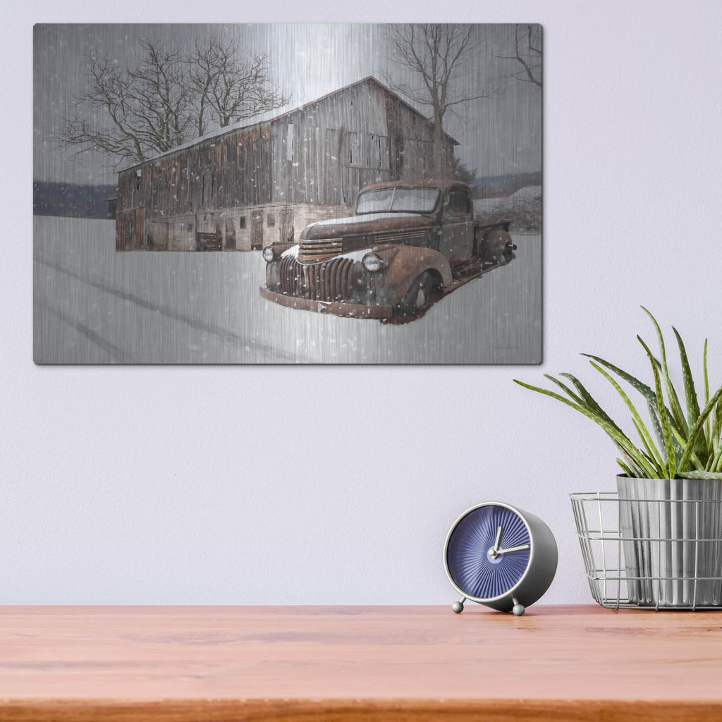 'Rustic Winter Charm' by Lori Deiter – Metal Wall Art, 16x12 room view