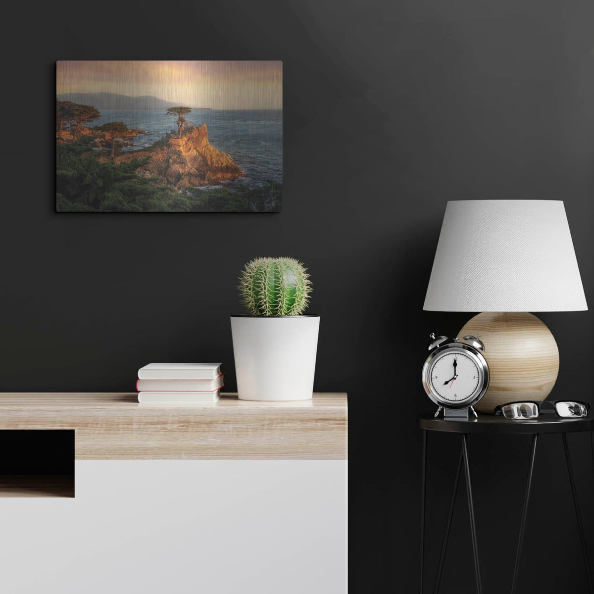 'Lone Cypress At Sunset' by Martin Podt – Metal Wall Art, 24x16 room view