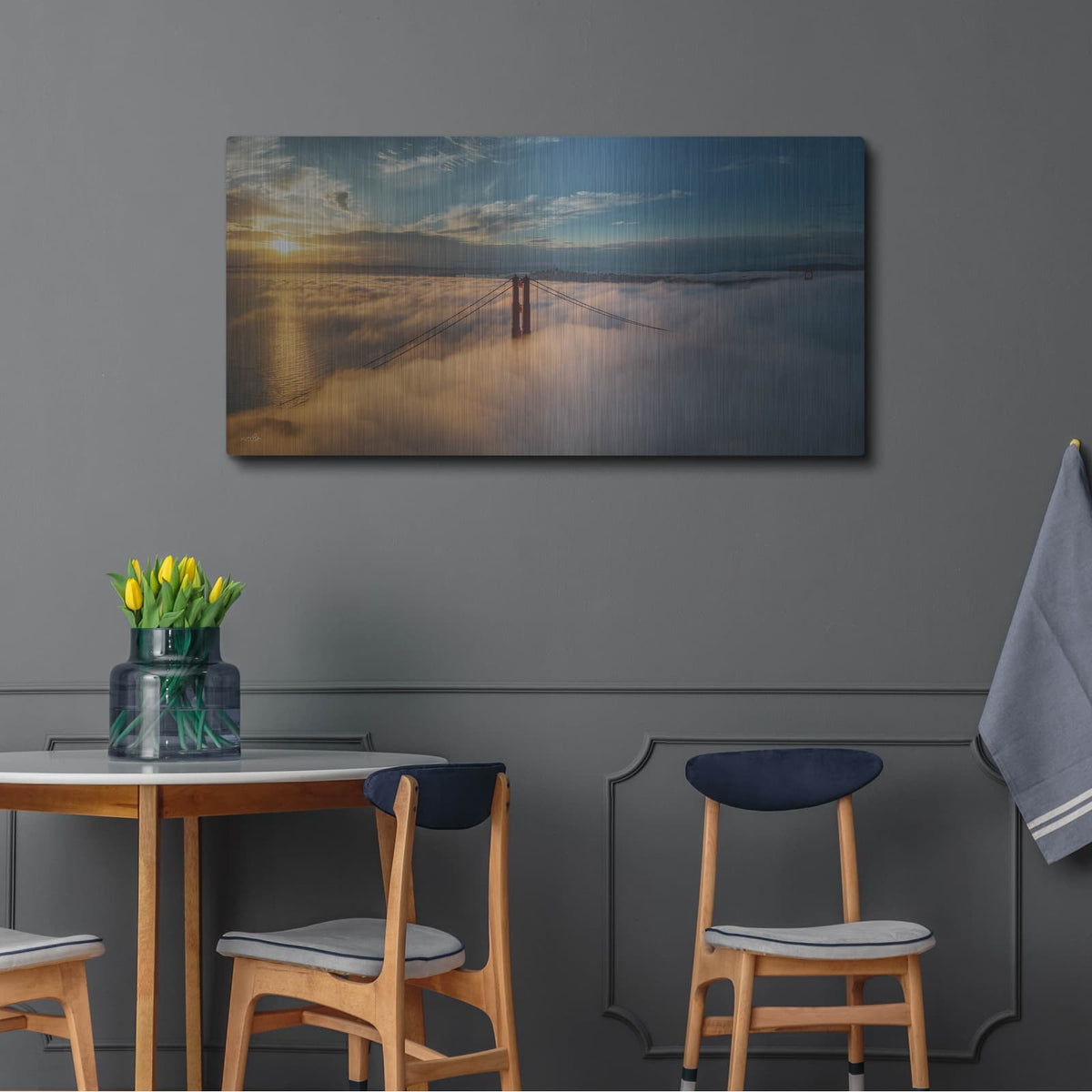 'Golden Gate Bridge At Sunrise' by Martin Podt – Metal Wall Art, 48x24 room view