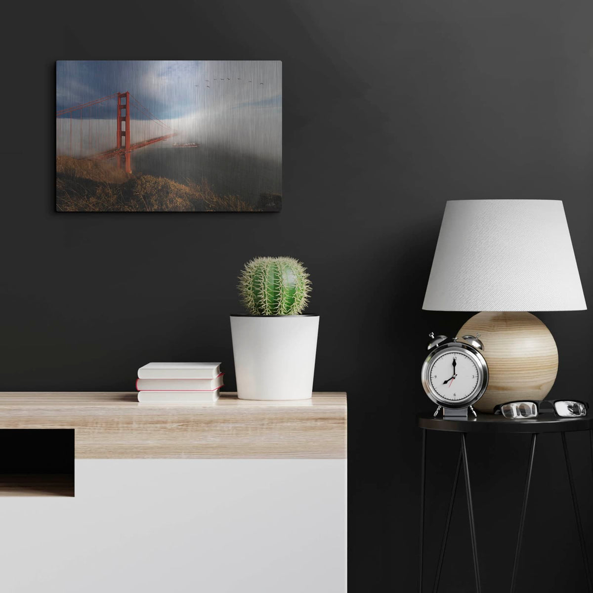 'Evening Fog At The Golden Gate Bridge' by Martin Podt – Metal Wall Art, 24x16 room view