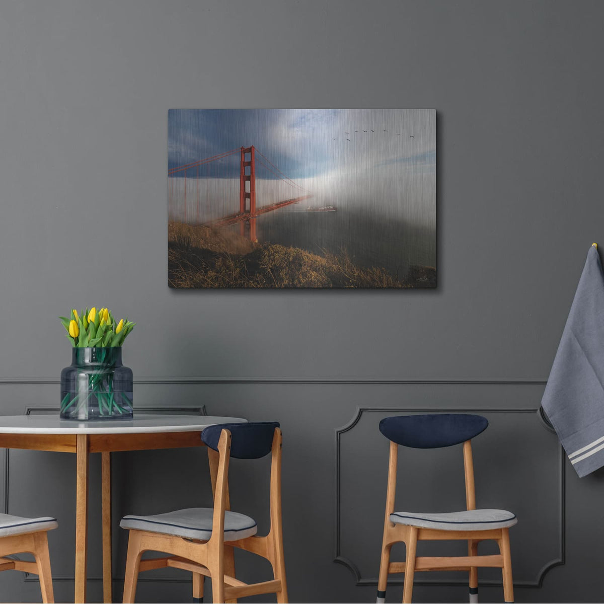 'Evening Fog At The Golden Gate Bridge' by Martin Podt – Metal Wall Art, 36x24 room view