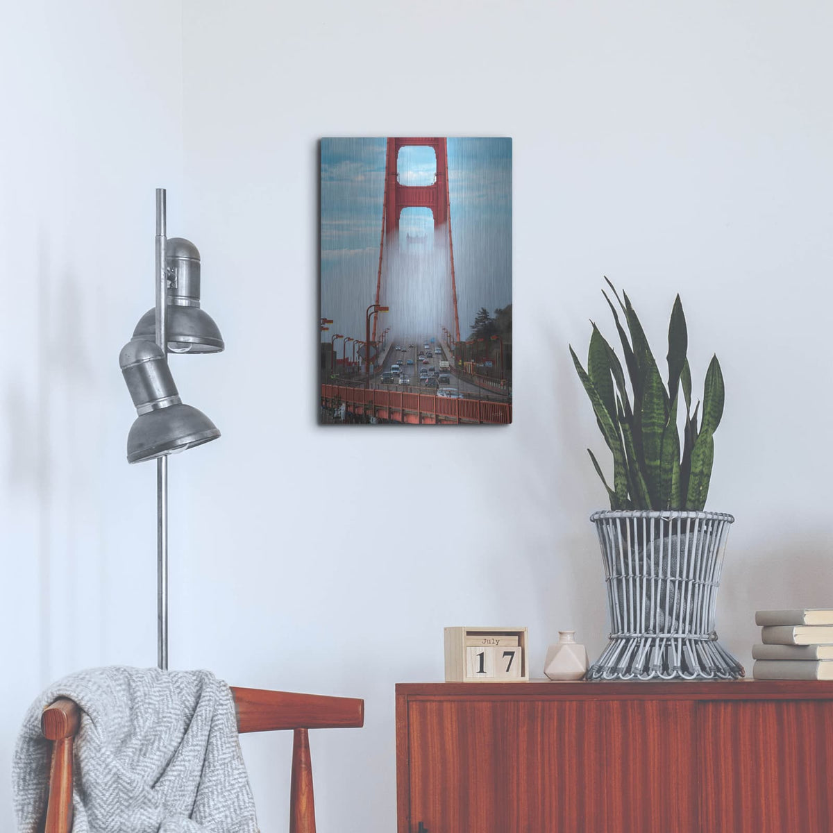 'Golden Gate Covered In Fog' by Martin Podt – Metal Wall Art, 16x24 room view