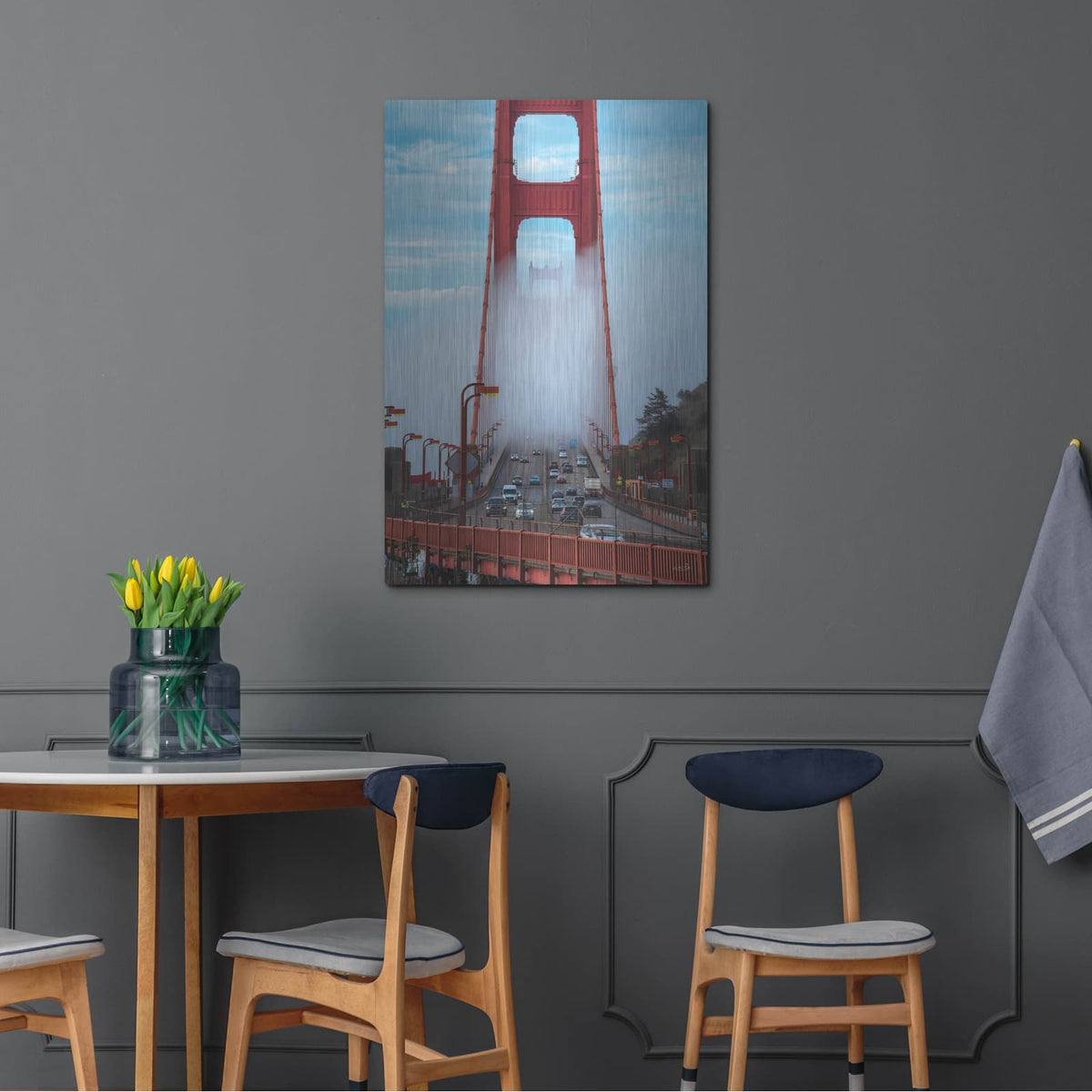 'Golden Gate Covered In Fog' by Martin Podt – Metal Wall Art, 24x36 room view