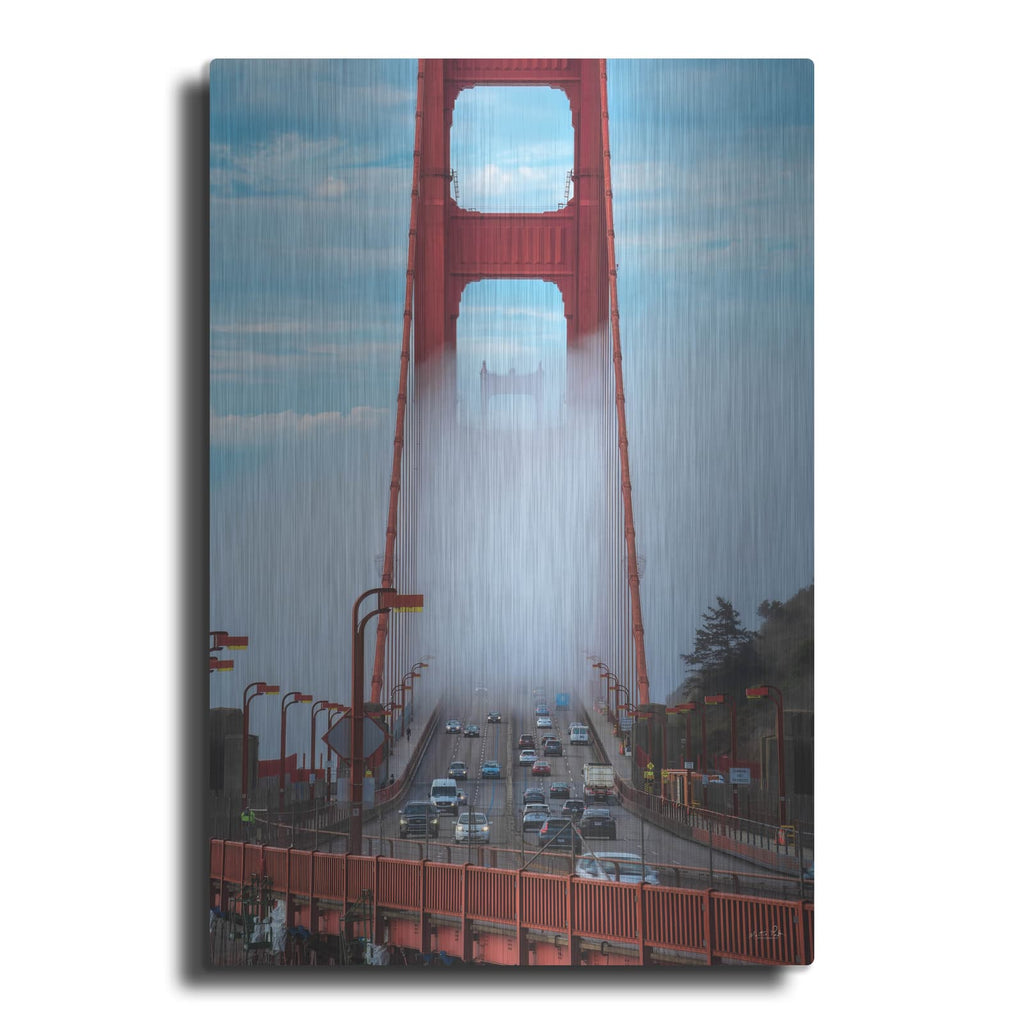'Golden Gate Covered In Fog' by Martin Podt – Metal Wall Art