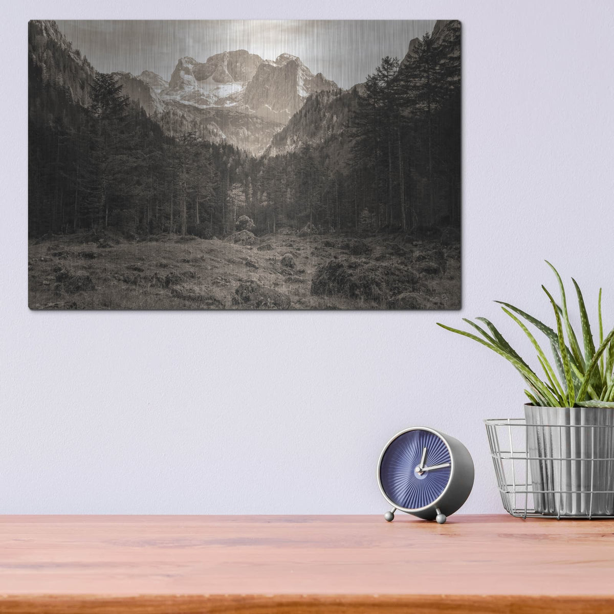 'Mountains In The Middle' by Martin Podt – Metal Wall Art, 16x12 room view