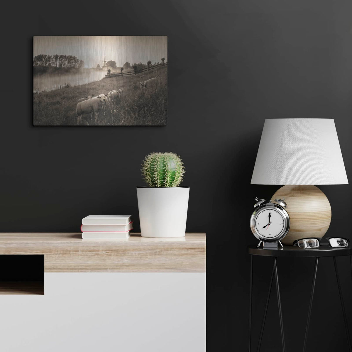 'Grazing Sheep' by Martin Podt – Metal Wall Art, 24x16 room view