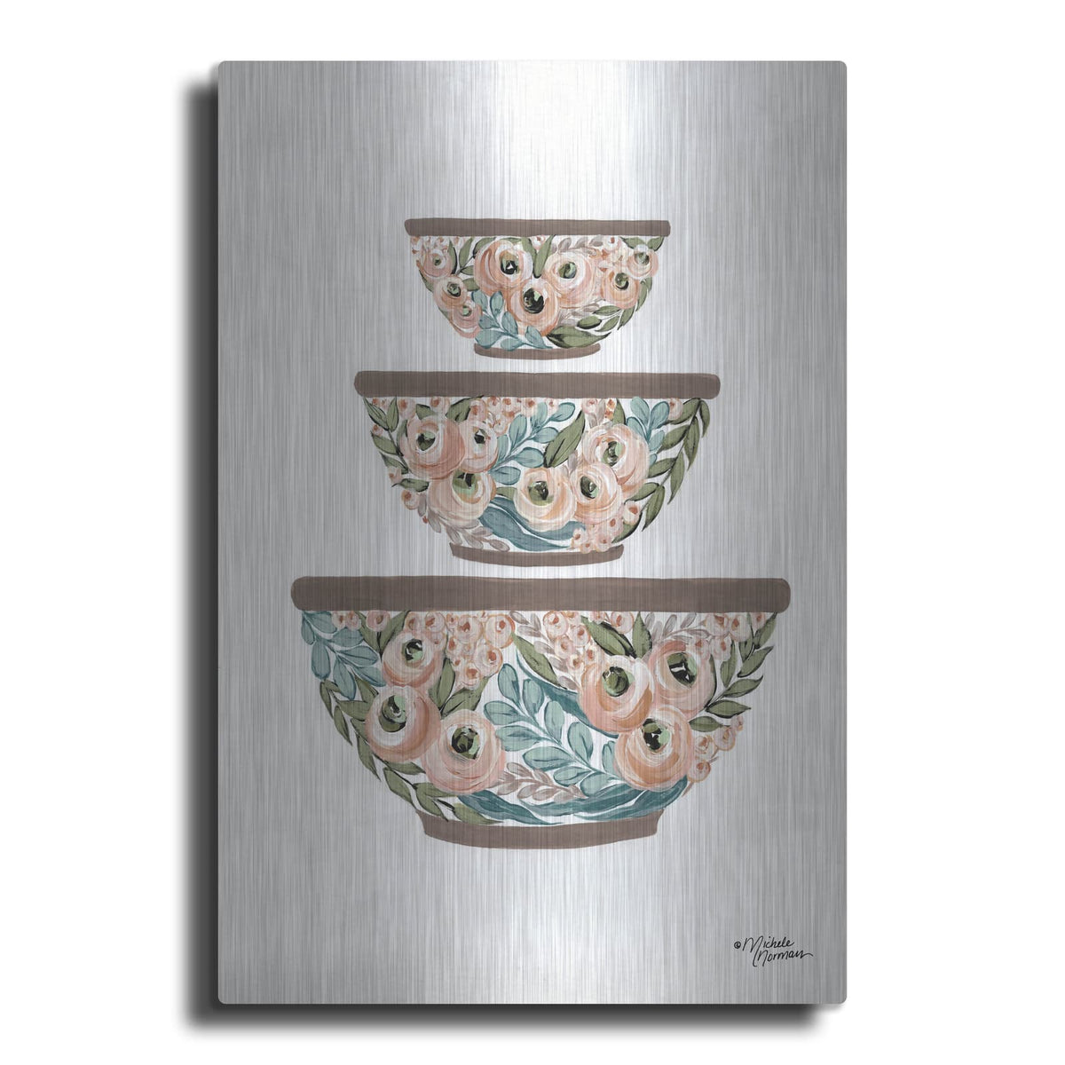 'Floral Mixing Bowls' by Michele Norman – Metal Wall Art
