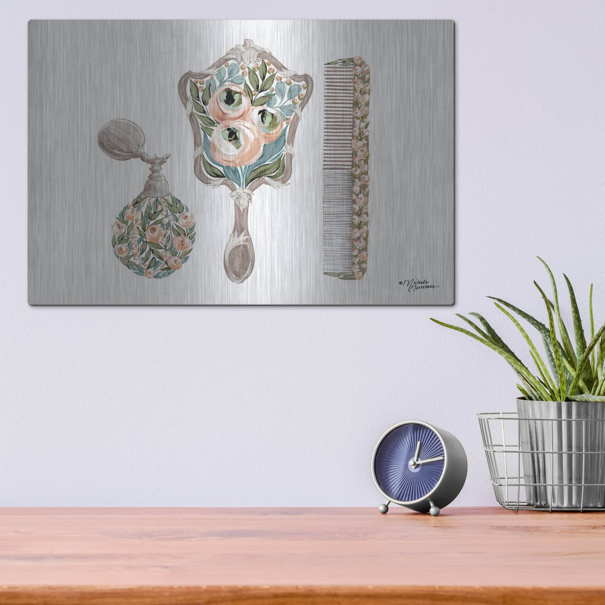 'Vanity Set' by Michele Norman – Metal Wall Art, 16x12 room view