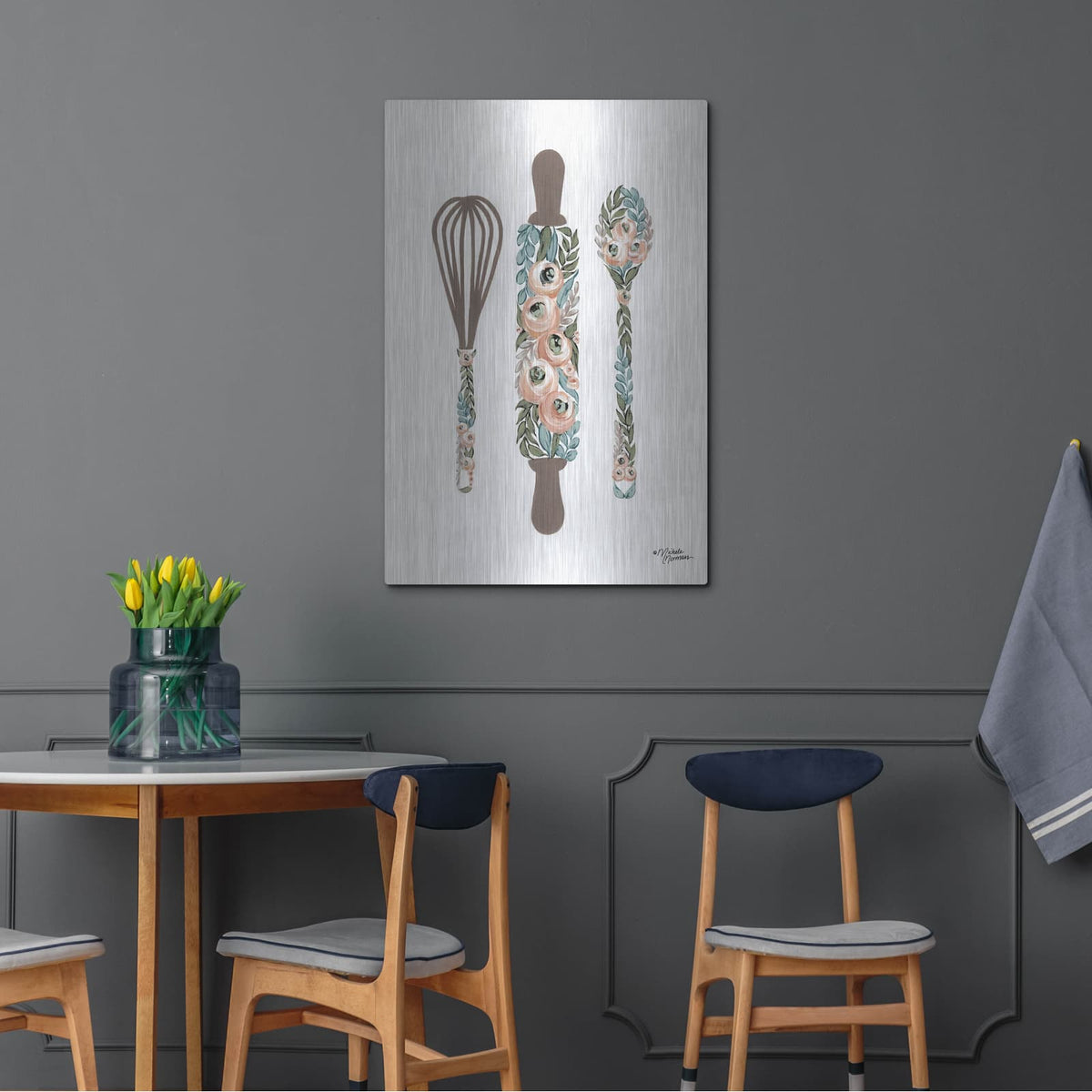 'Floral Baking Tools' by Michele Norman – Metal Wall Art, 24x36 room view