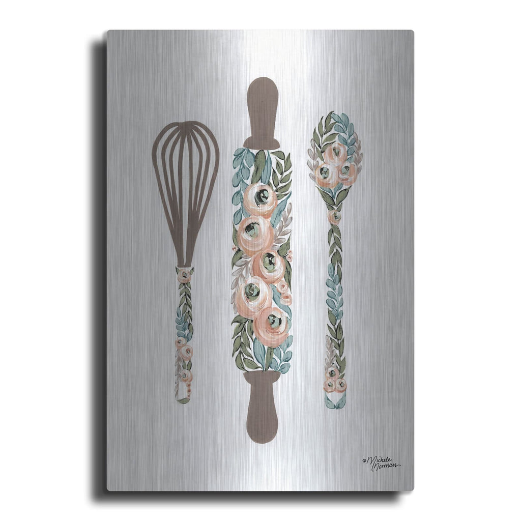 'Floral Baking Tools' by Michele Norman – Metal Wall Art