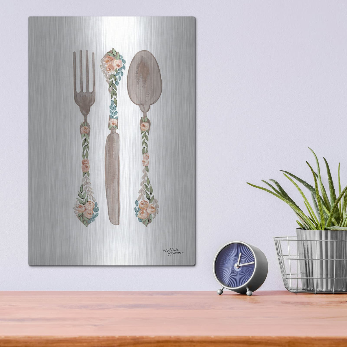 'Floral Flatwear' by Michele Norman – Metal Wall Art, 12x16 room view