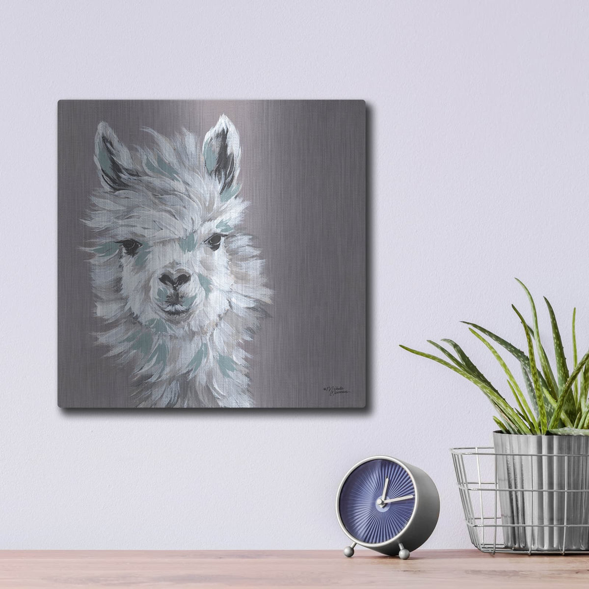 'Alpaca Punch' by Michele Norman – Metal Wall Art, 12x12 room view