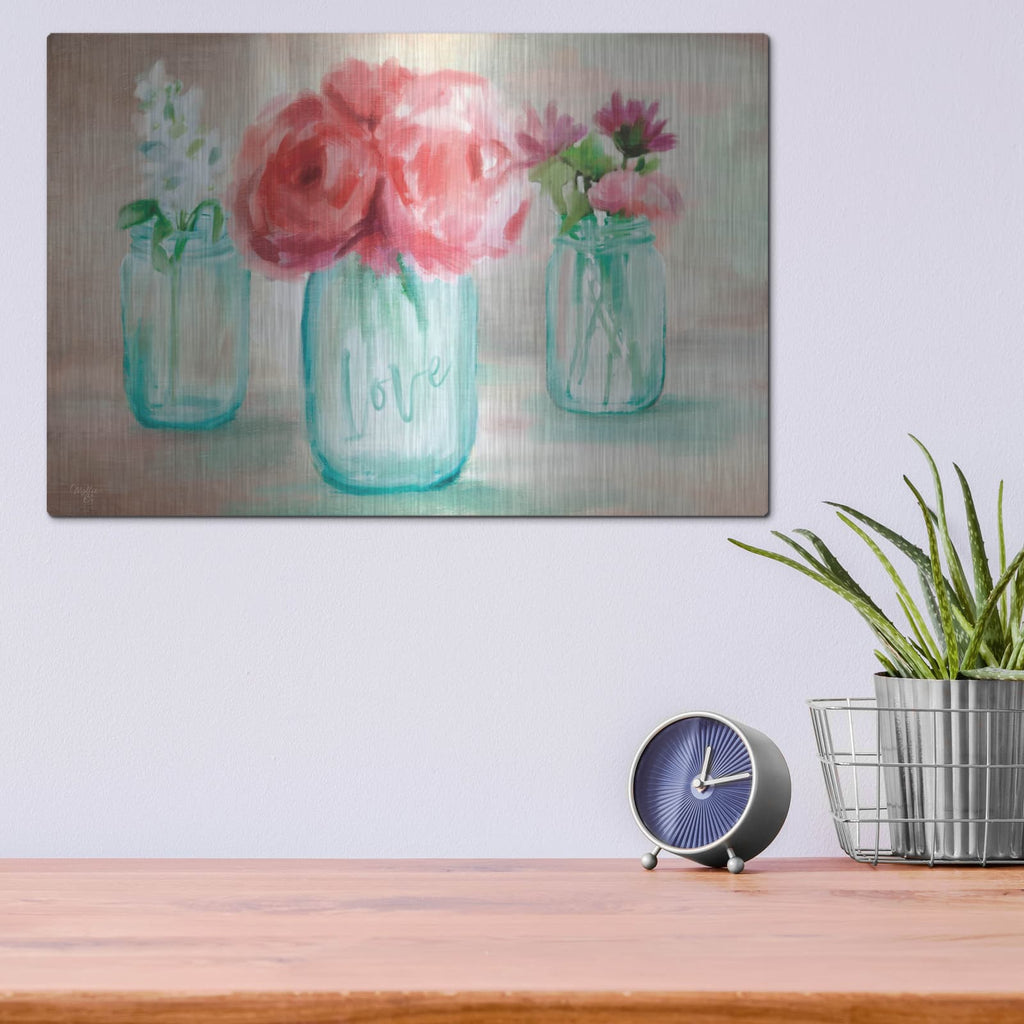 'Floral Trio' by Mollie B Art – Metal Wall Art, 16x12 room view