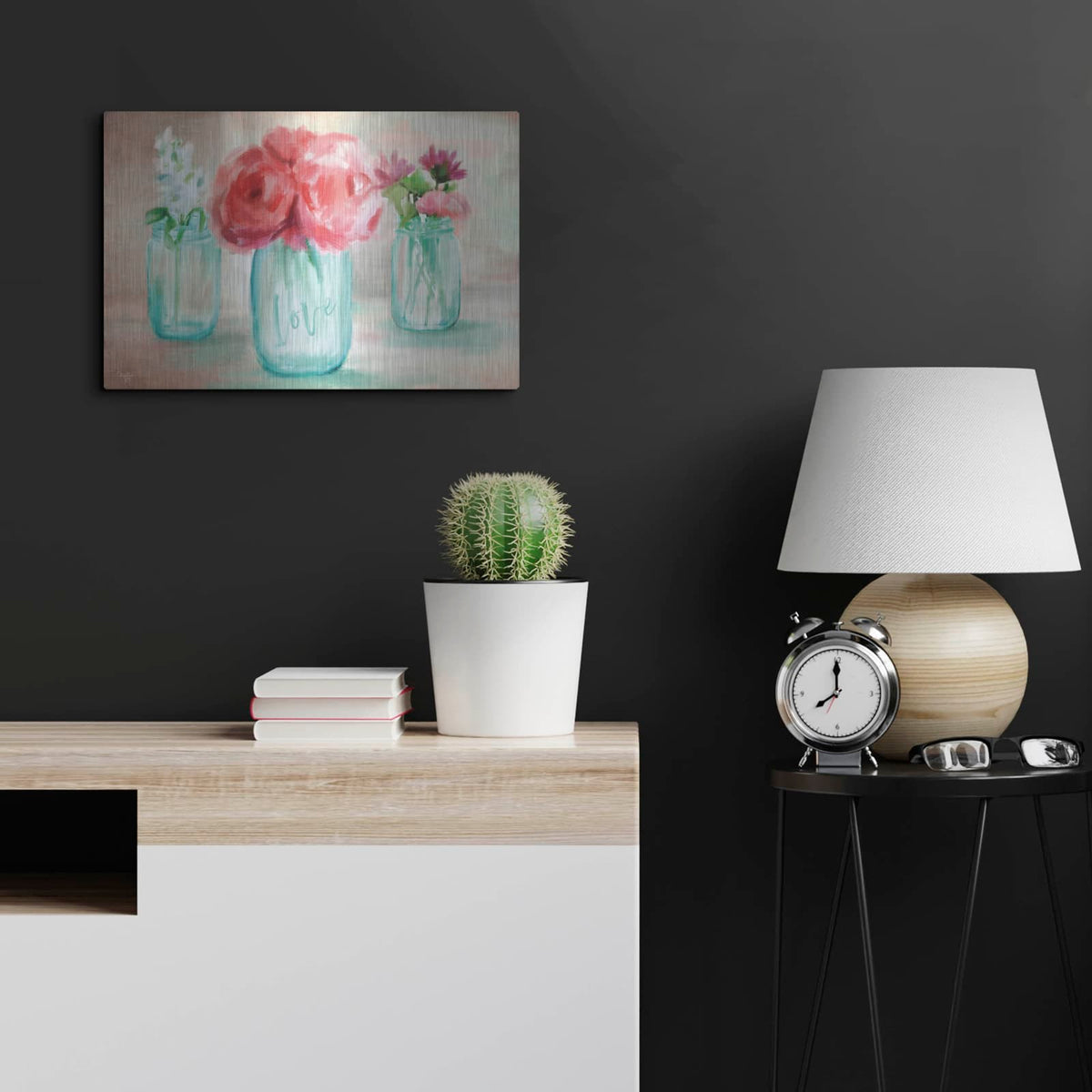 'Floral Trio' by Mollie B Art – Metal Wall Art, 24x16 room view