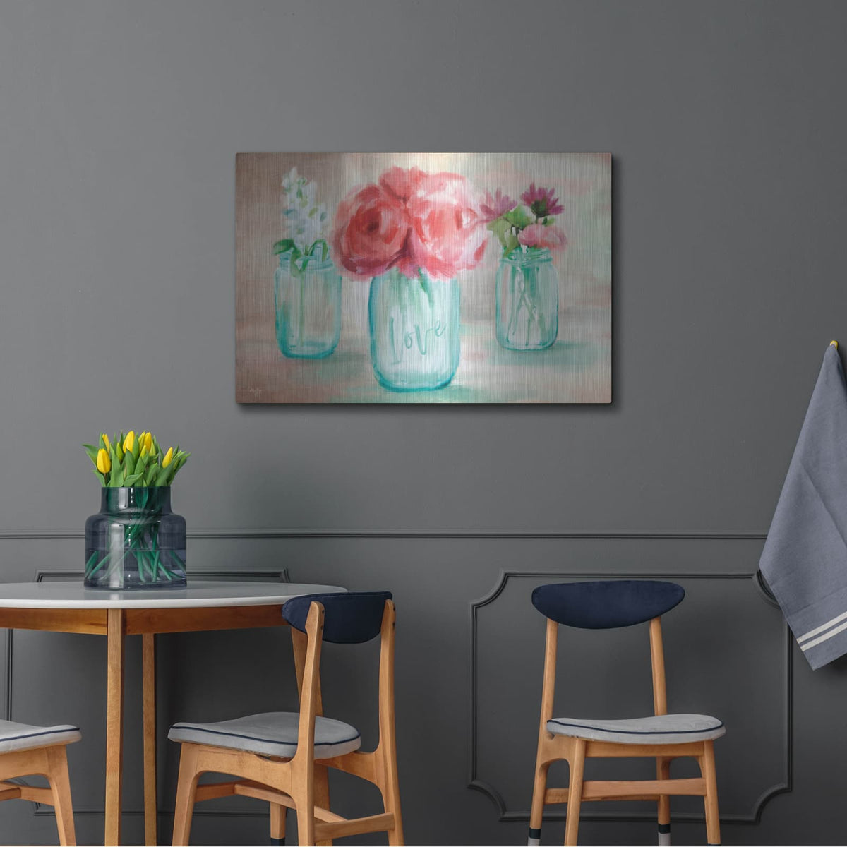 'Floral Trio' by Mollie B Art – Metal Wall Art, 36x24 room view