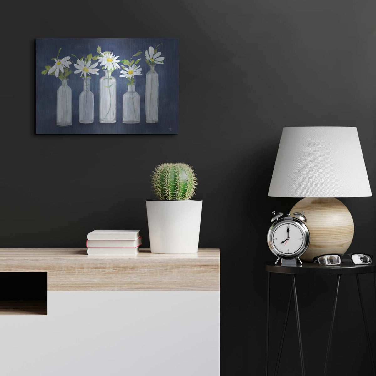 'Daisies In A Row' by Mollie B Art – Metal Wall Art, 24x16 room view
