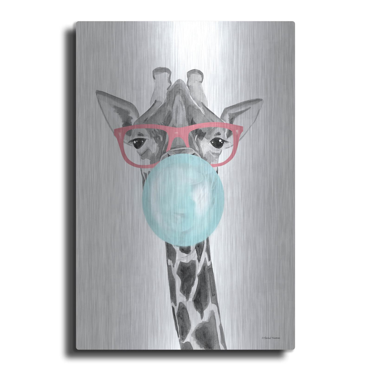 'Bubble Gum Giraffe' by Rachel Nieman – Metal Wall Art