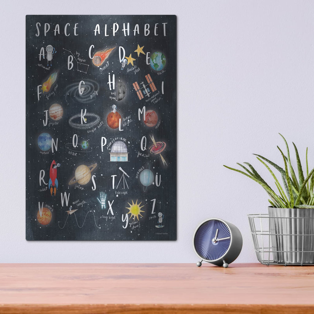 'Space Alphabet' by Rachel Nieman – Metal Wall Art, 12x16 room view